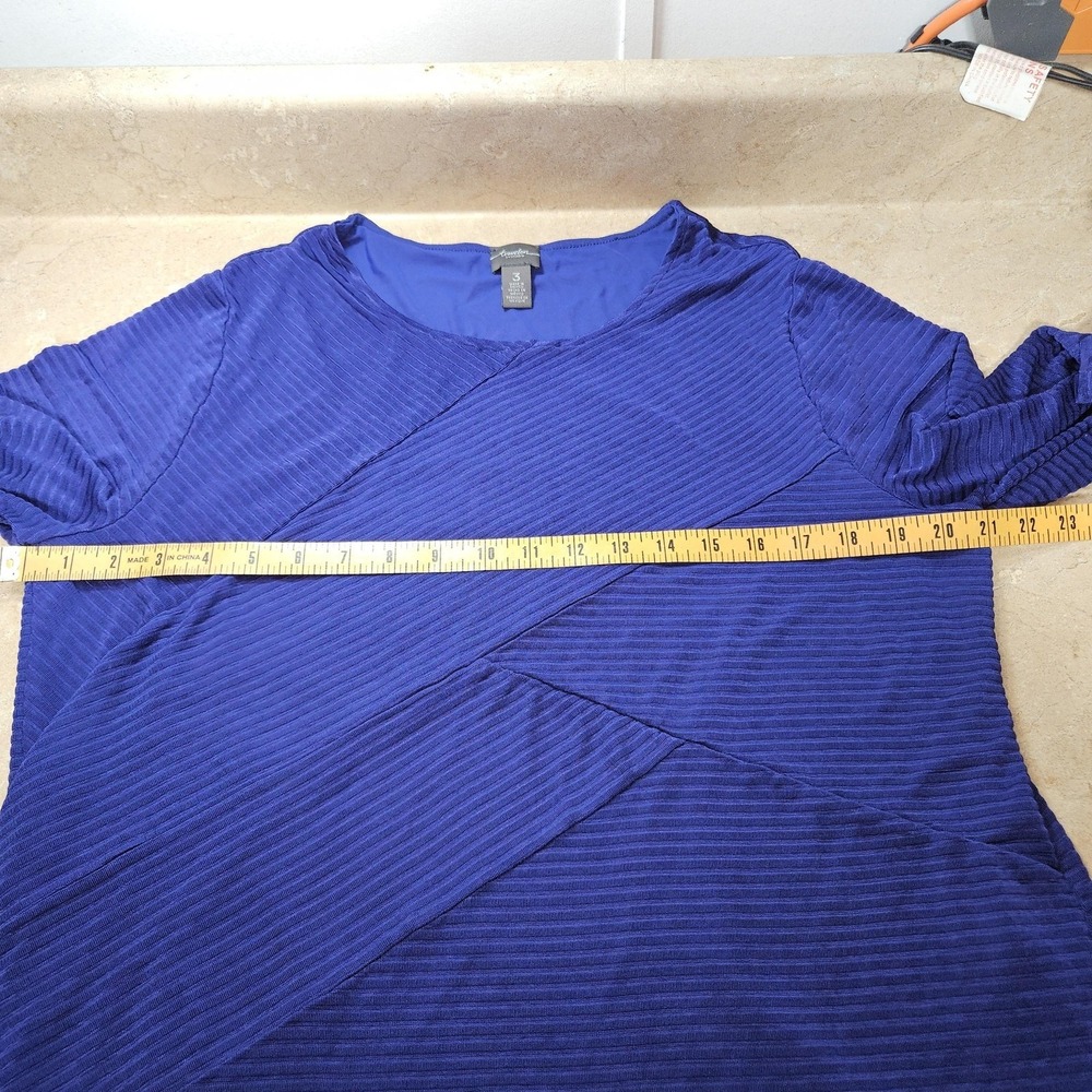 Chico's Travelers Top Women 3 XL Blue‎ Textured Ribbed Tunic Travel Minimalist - Picture 6 of 11